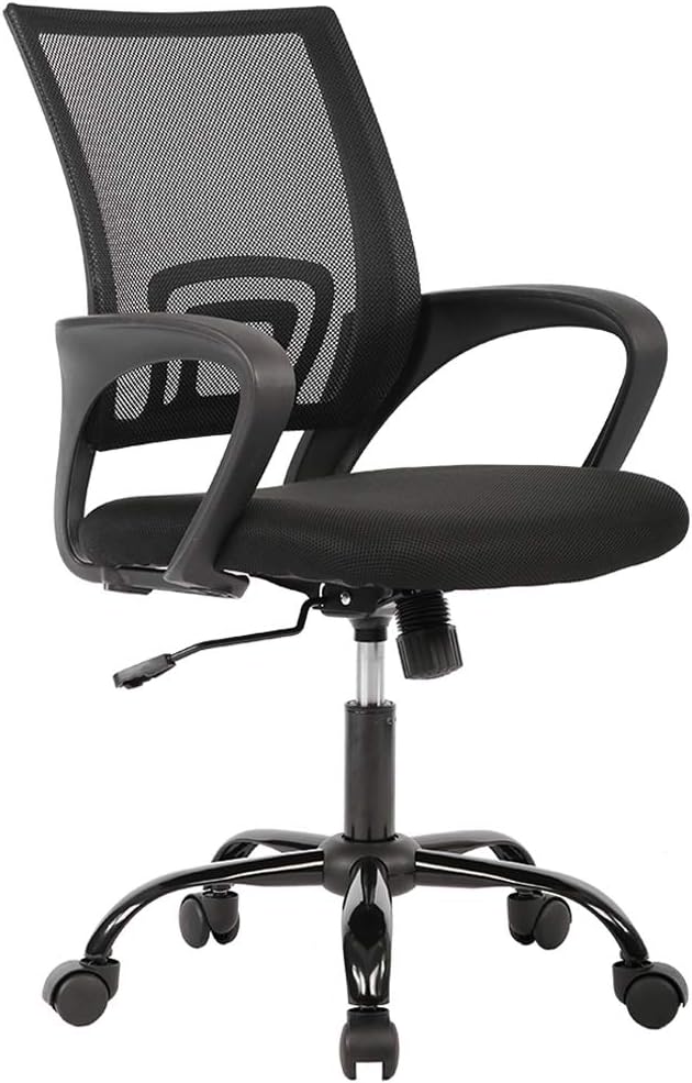 Office Chair Ergonomic Cheap Desk Chair Mesh Computer Chair Lumbar Support Modern Executive Adjustable Stool Rolling Swivel Chair for Back Pain (Black)