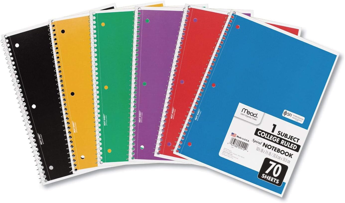 Spiral Notebooks, 6 Pack