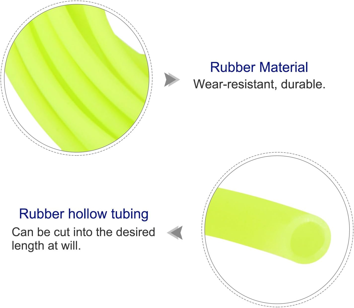 Rubber Cord Tube 10ft 2mm Dia 1mm Hole Yellow Hollow Tubing for DIY Craft Beading Necklaces Bracelet