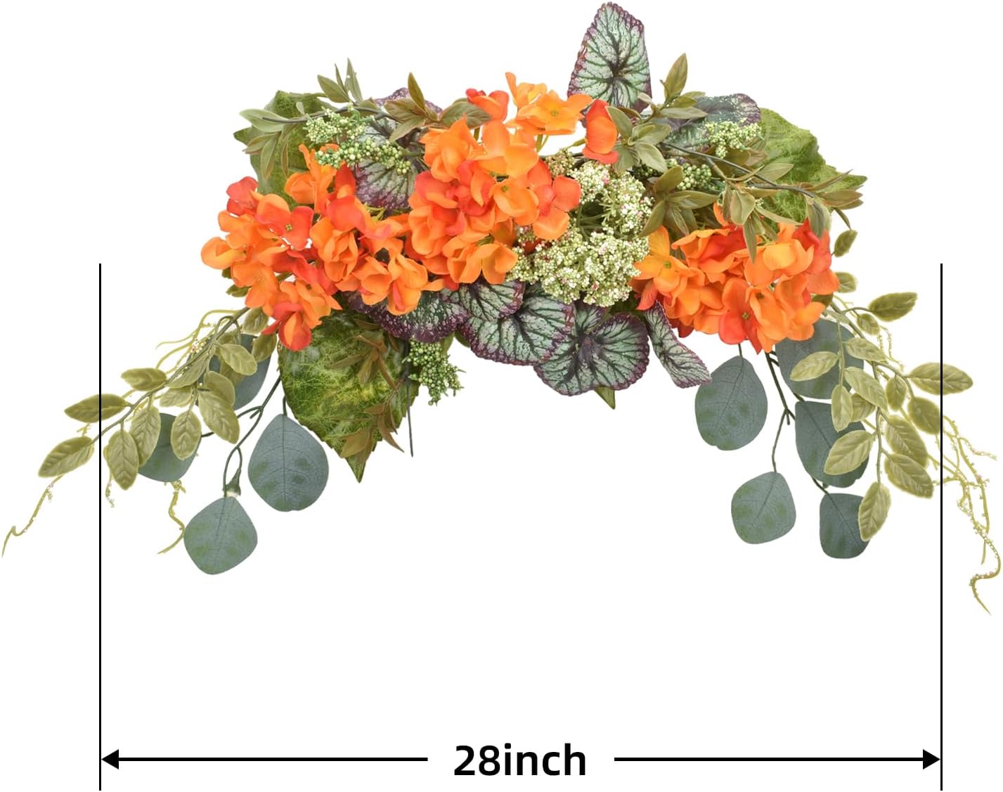 28&#x22; Eucalyptus Swag with Hydrangea &#x26; Begonia Leaves (Orange)