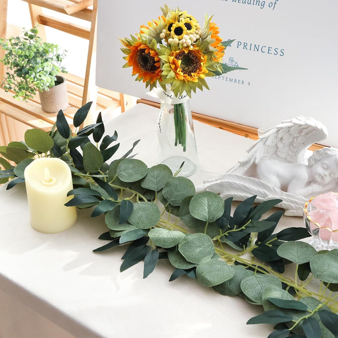 10pcs 6ft Faux Eucalyptus Garland with Willow Leaves – Perfect for Weddings, Parties, and Home Décor