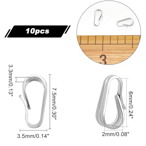 10 Pieces Charm Holder for Necklace, 925 Sterling Silver Snap Bail Hook Pinch Clip Necklace Chain Connectors Dangle Pendant Clasps for Necklace Choker Jewelry DIY Craft Gift Making, Platinum