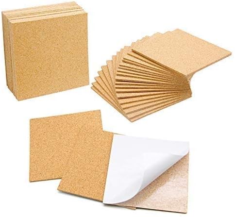 36 PCS Self-Adhesive Cork Sheets 4&#x22;x 4&#x22; for DIY Coasters, Cork Board Squares, Cork Tiles, Cork Mat, Mini Wall Cork Board with Strong Adhesive-Backed