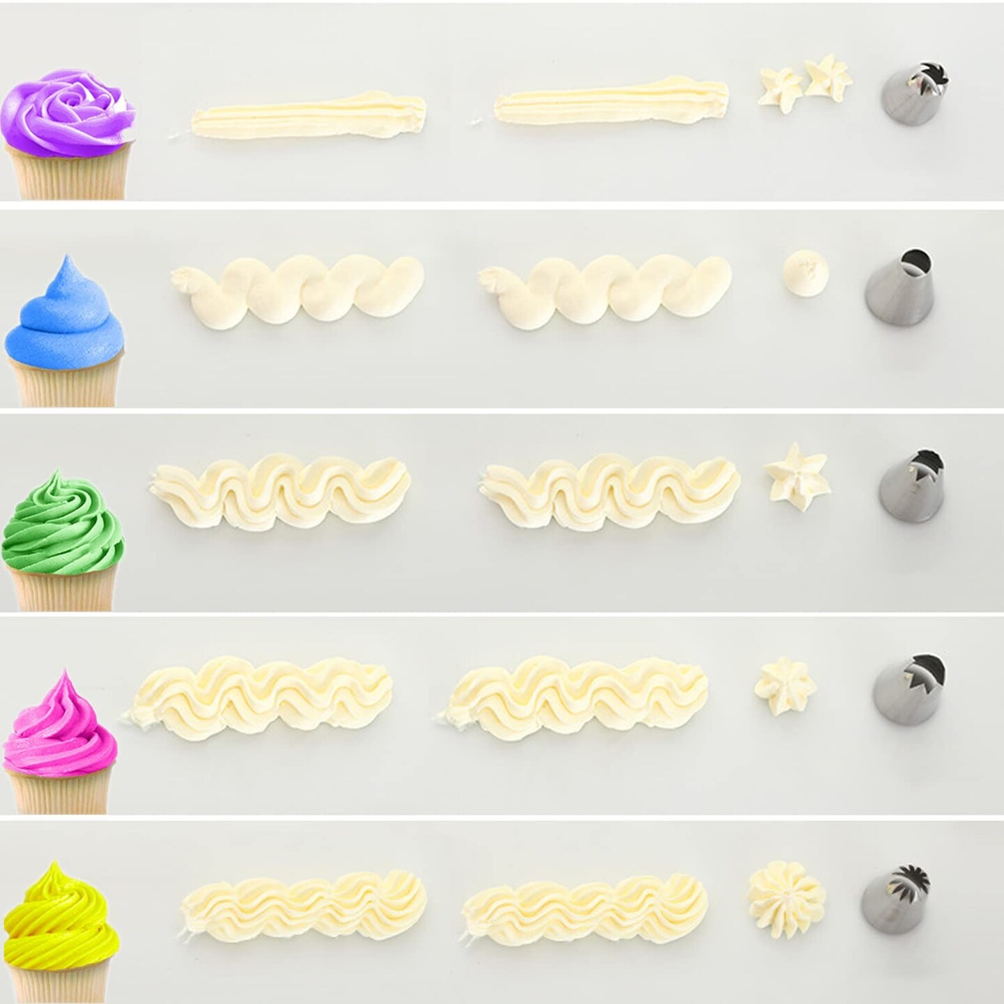 5 Pieces Large Piping Tips Set,Stainless Steel Frosting Piping Kit,Pastry Cake Decorating Tips Baking Tools For Cookies Cupcake Decorating Kit (1A 1E 348 347 356)