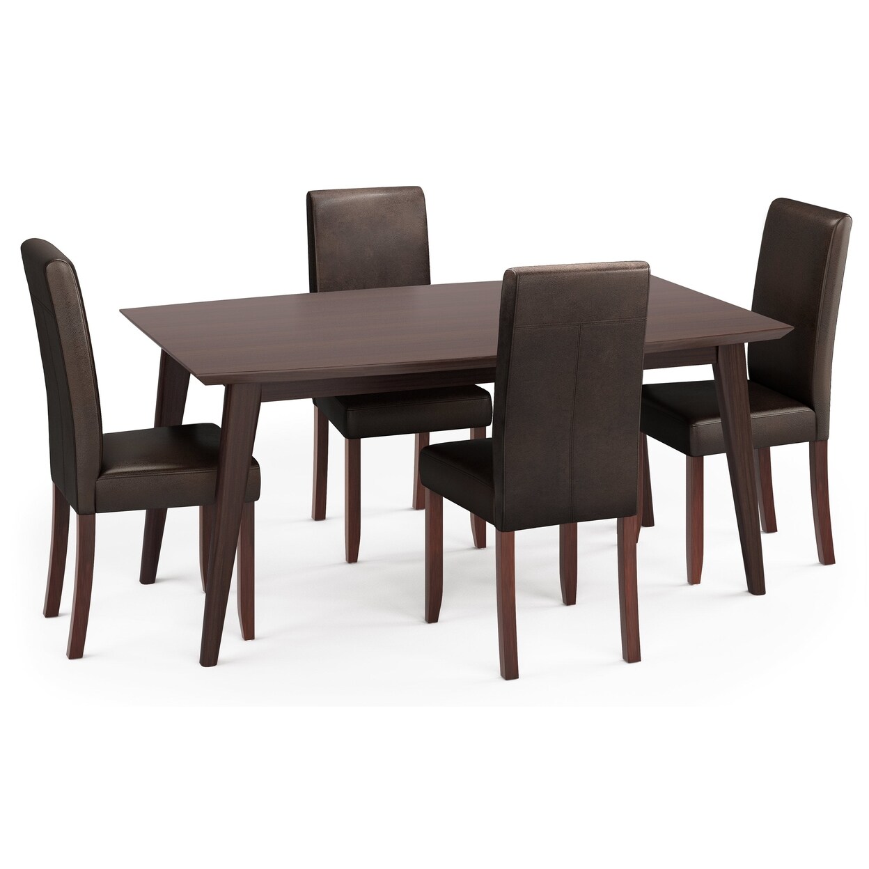 Acadian Draper 5 Piece Dining Set Solid Rubberwood Rectangular Table 4 Chairs