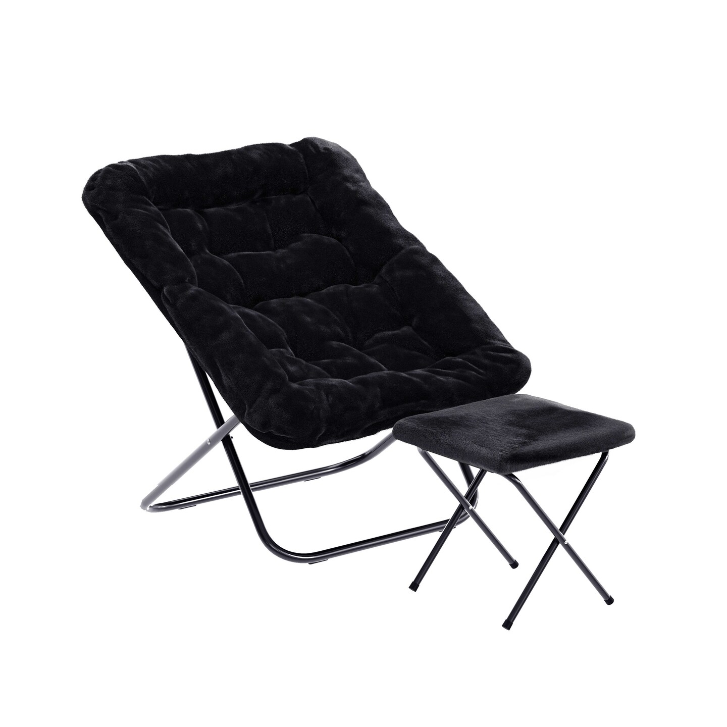 Emma and Oliver Aisling Oversized Folding Saucer Chair and Ottoman for Dorm, Bedroom