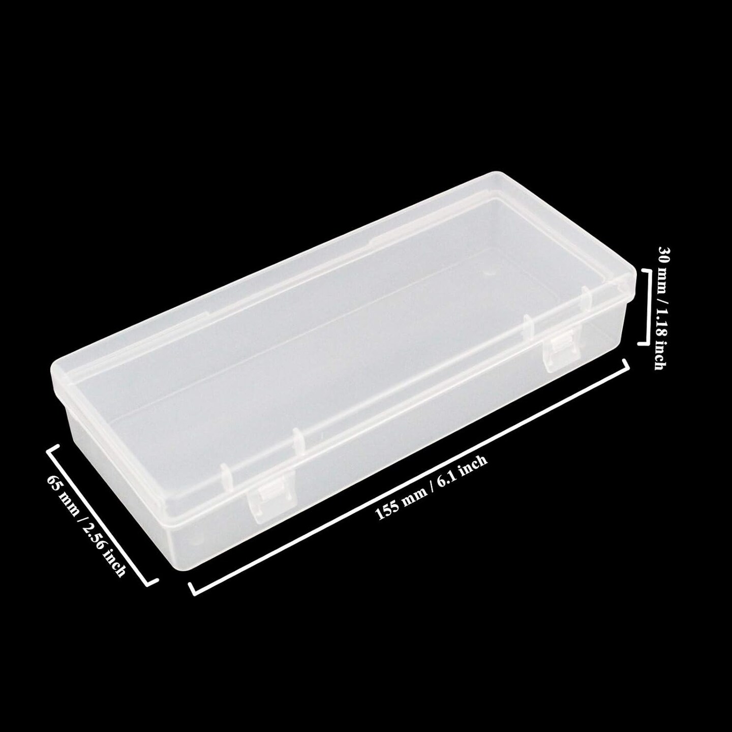 6 Pack Rectangular Clear Plastic Storage Containers Box with Hinged Lid for Beads and Other Small Craft Items (6.1 x 2.56 x 1.18 inch)