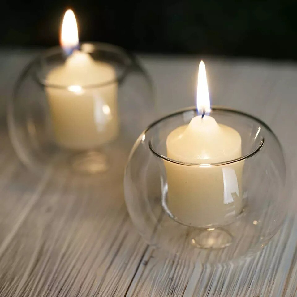 6 pcs Clear Glass Globe Votive Candle Holders for Wedding Party Centerpieces