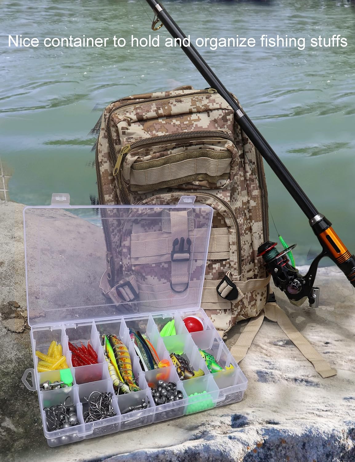 Tackle Box Organizer Plastic Organizer Boxes Large 18 Grids Compartment box with Dividers Clear Containers Jewelry Beads Storage