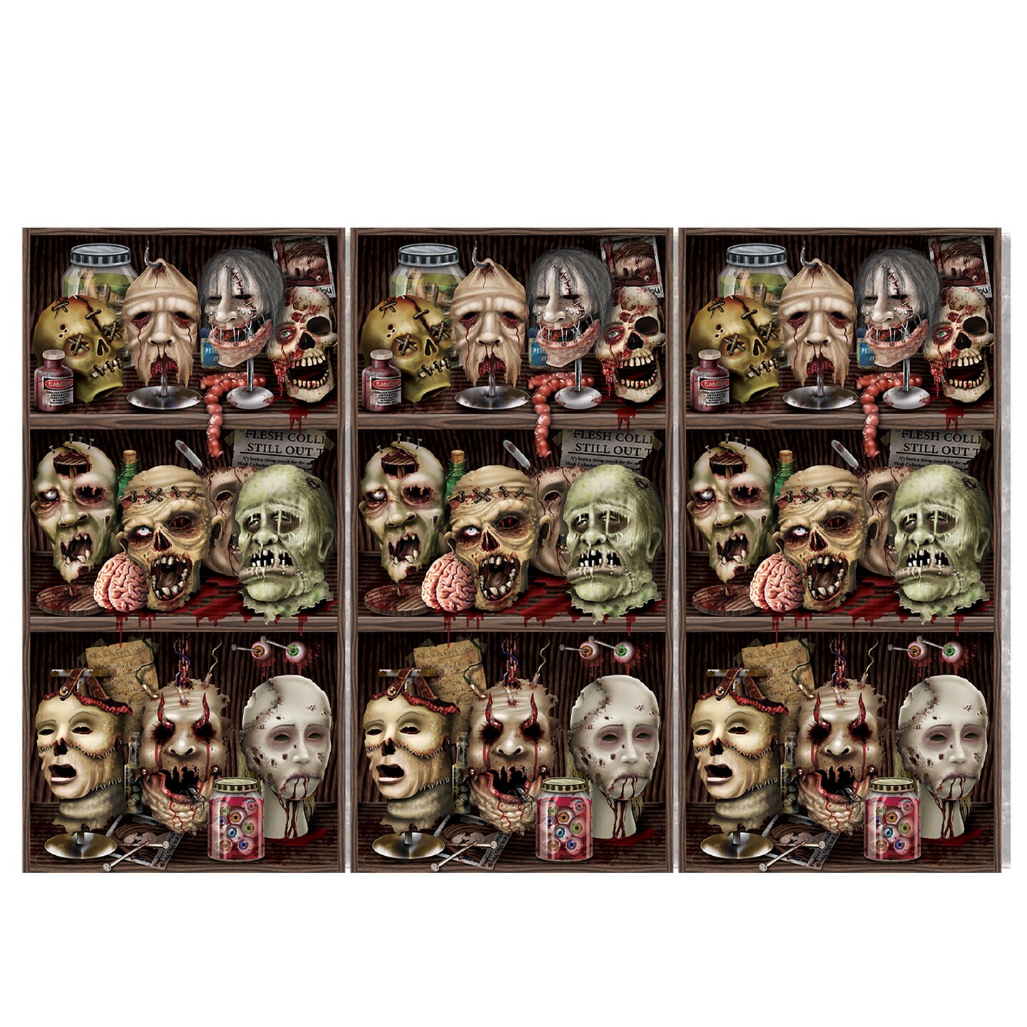 Beistle - Scary Heads Backdrop - 4&#x27; x 30&#x27; - 6 Pack
