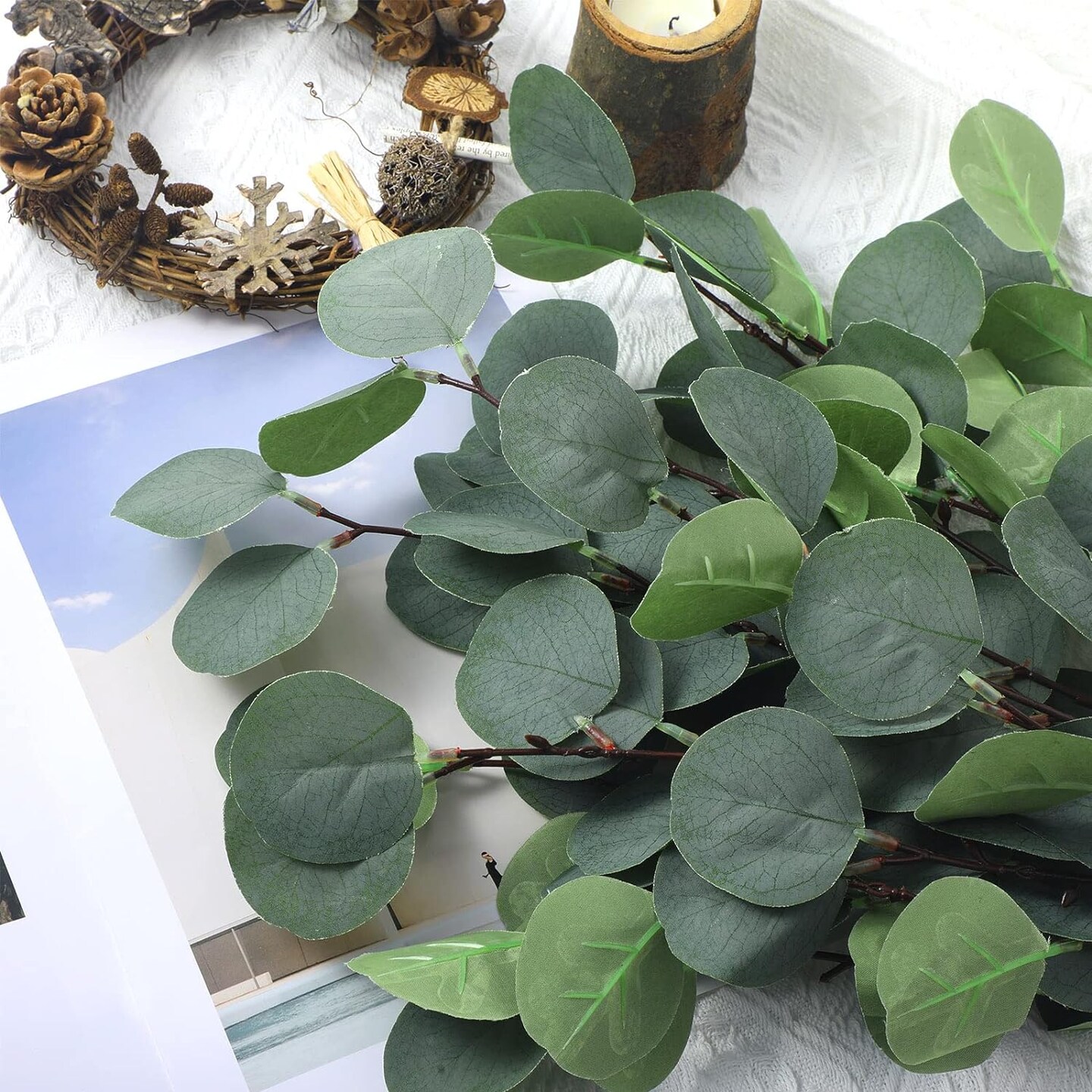 20 Pcs 23.6'' Artificial Silver Dollar Eucalyptus Stems for Wedding Decor