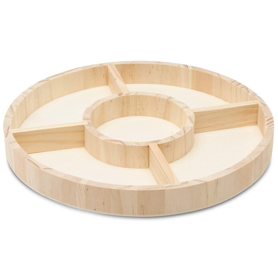 DIY Round Wooden Divided Serving Tray, Multiple Sizes, 5 Sections for Party | Woodpeckers