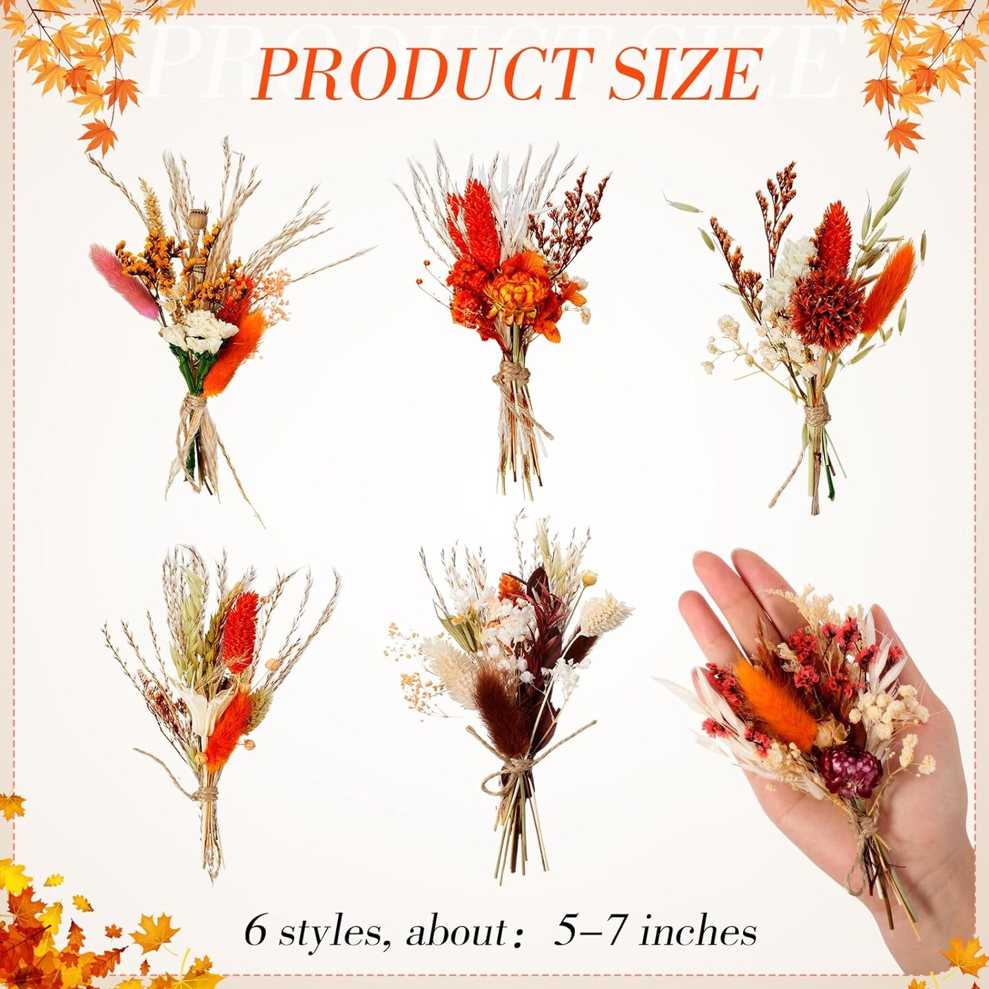 6-Pieces Mini Boho Dried Flower Bouquets for Wedding &#x26; Decor