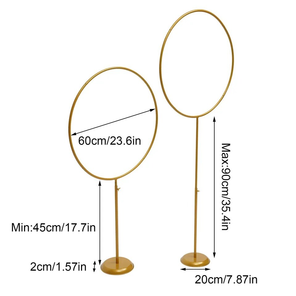 2pcs Balloon Lead Brackets Golden Metal Round Arch Stand for Wedding Party Decor