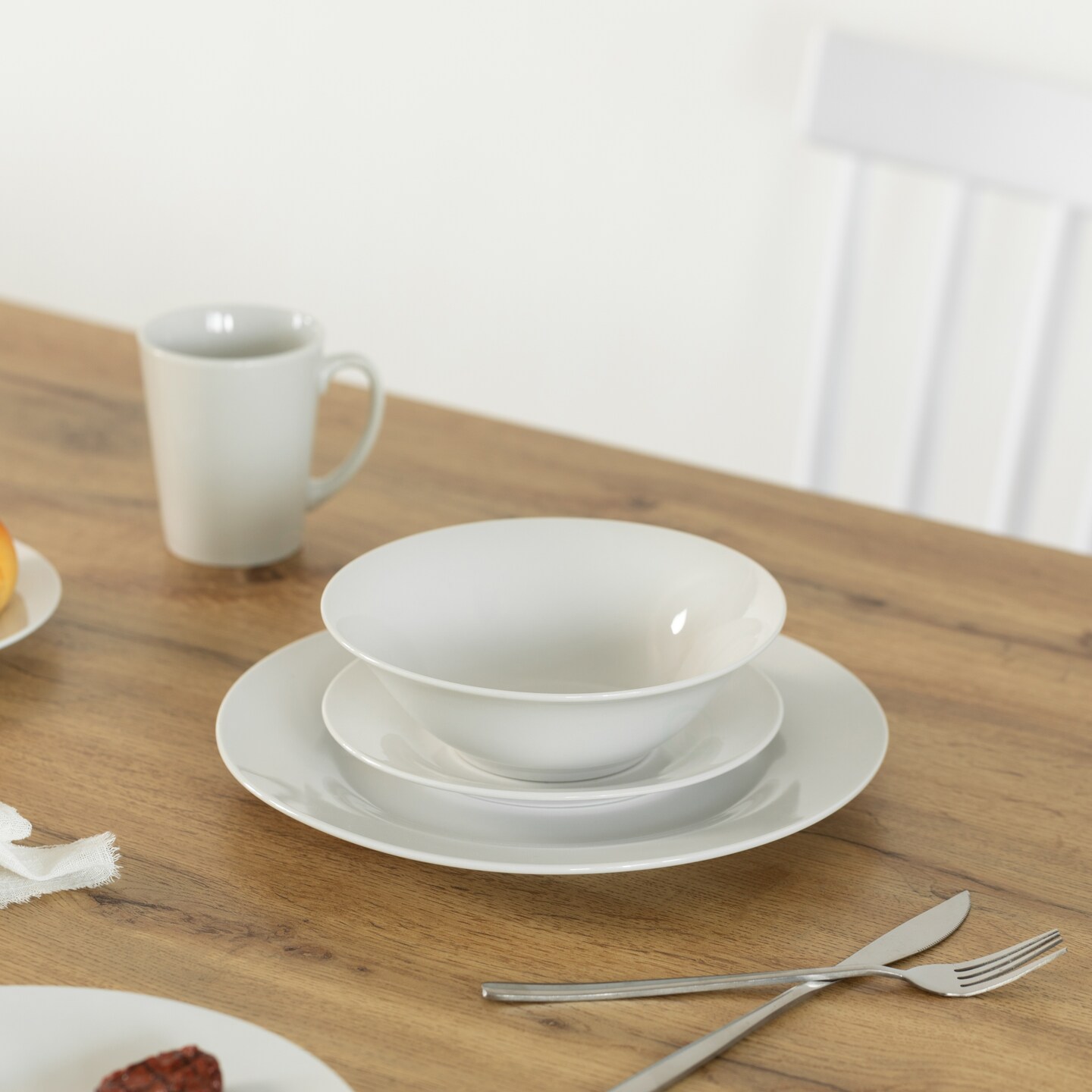 Spin Wash Dinnerware Dish Set | Mugs, Salad and Dinner Plates and Bowls Sets, High Quality Dishes with Highly Chip and Crack Resistant, Dishwasher and Microwave Safe