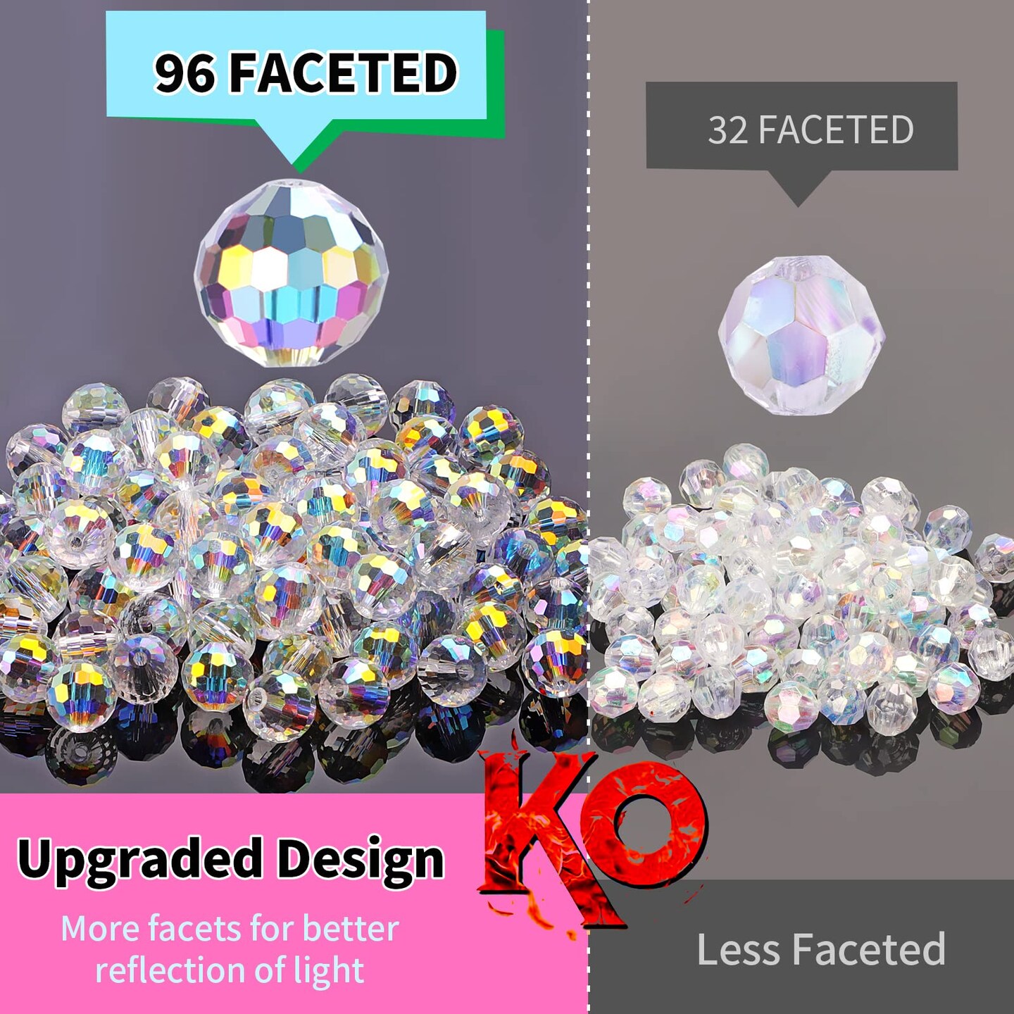 80 Pieces Crystal Beads, 10mm Glass Beads, Round Faceted Beads Bulk for Craft Necklace Bracelet Earring (AB Color)