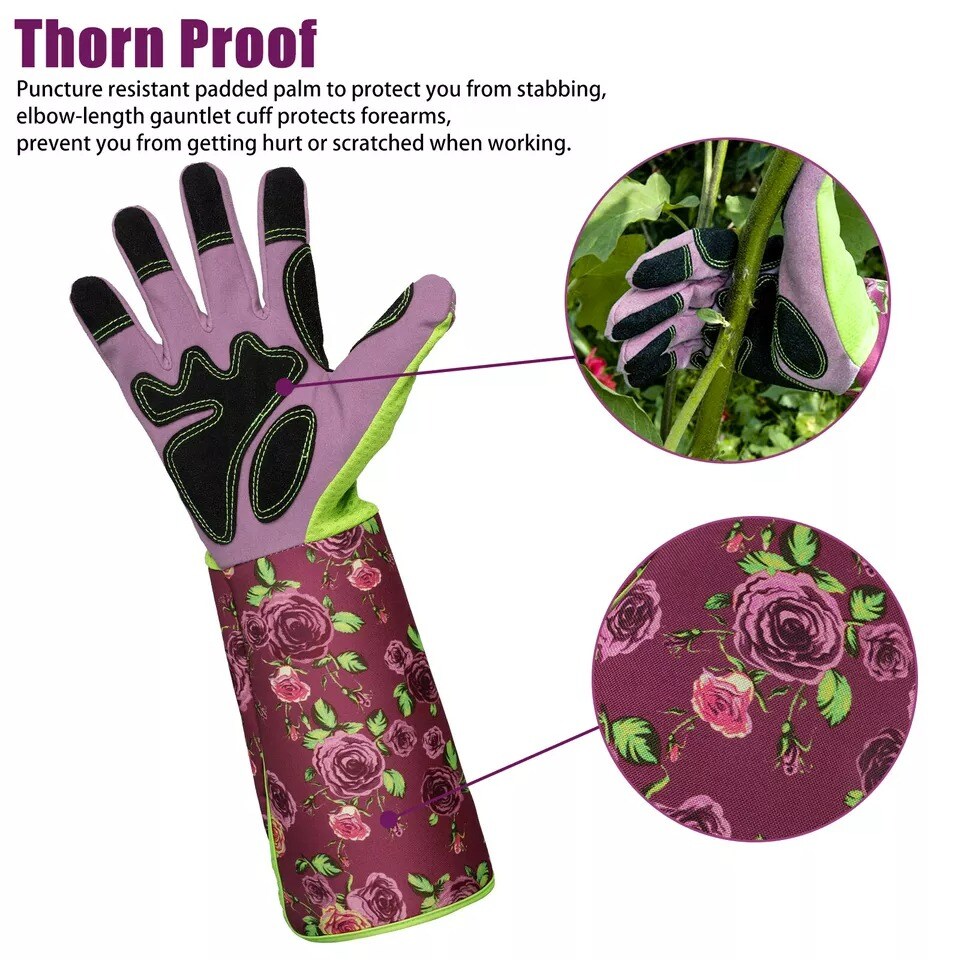 Thorn Proof Garden Gauntlet Long Gloves Digging Planting Pruning Tools Lawn Care