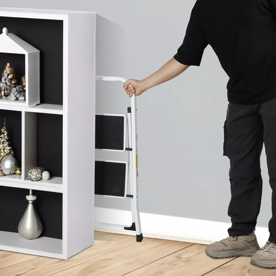 2 Step Ladder Folding Step Stool with Wide Anti-Slip Pedal Convenient Handgrip