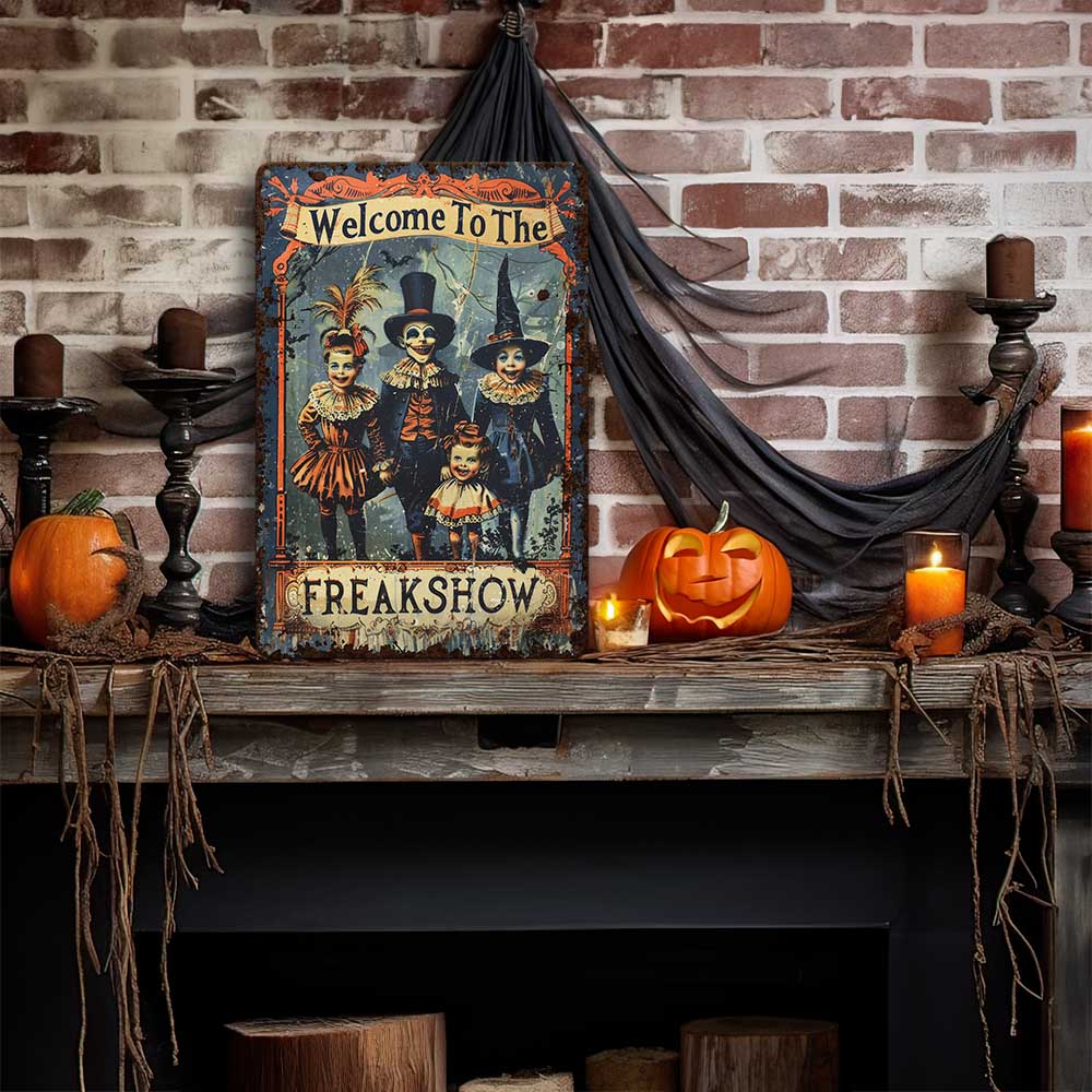 Primitive Halloween Decor - Metal Victorian Art Sign Decoration