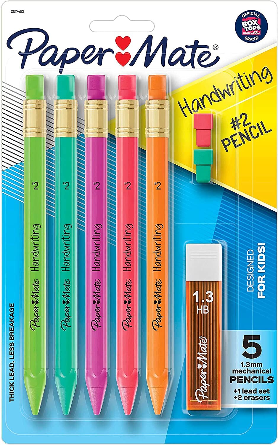 Handwriting Triangular Mechanical Pencil Set with Lead &#x26; Eraser Refills, 1.3Mm, School Supplies, Office Supplies, Sketching Pencils, Drafting Pencil, Fun Barrel Colors, 8 Count