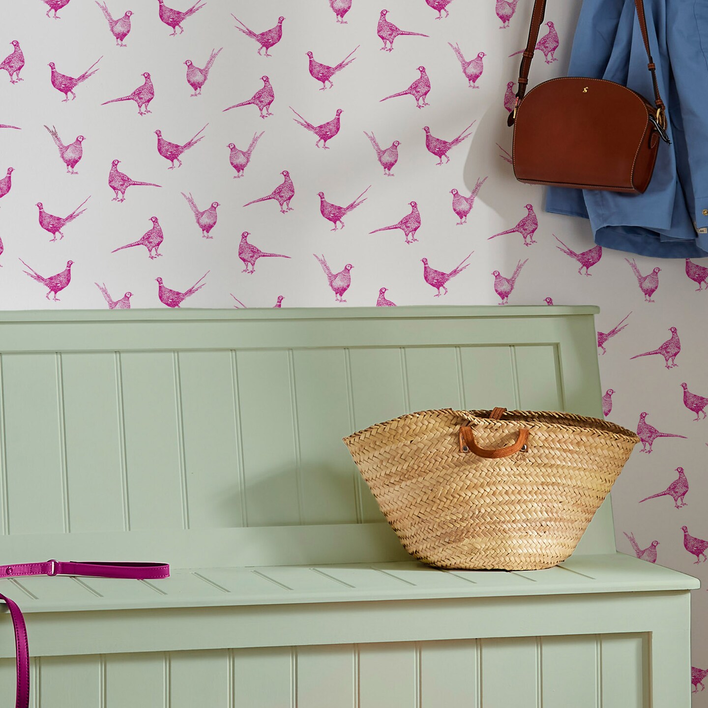 Joules Flirty Pheasants Truly Pink Wallpaper