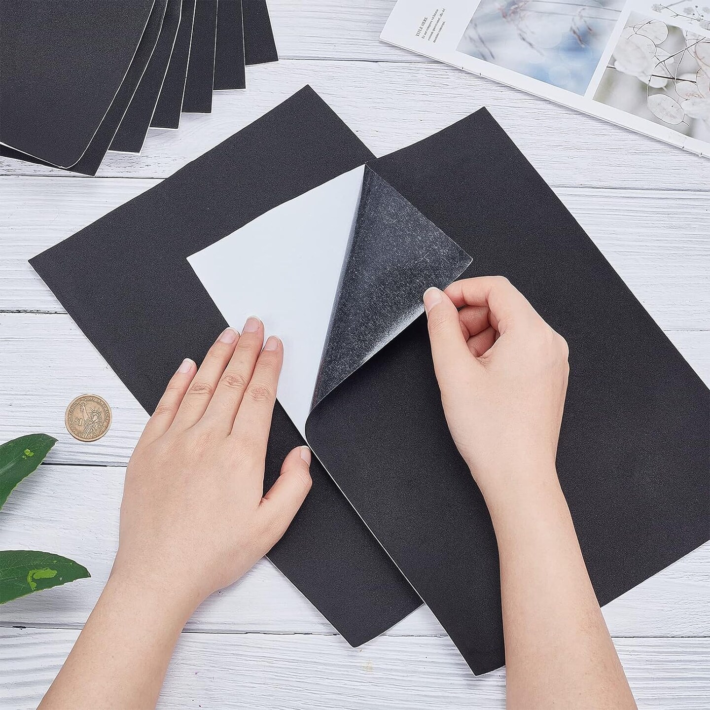 10PCS 1mm Thick Self-Adhesive Foam Sheet 8.3x11.8 Insulation Foam for Halloween Decor, Containers and Furniture Protection, Black