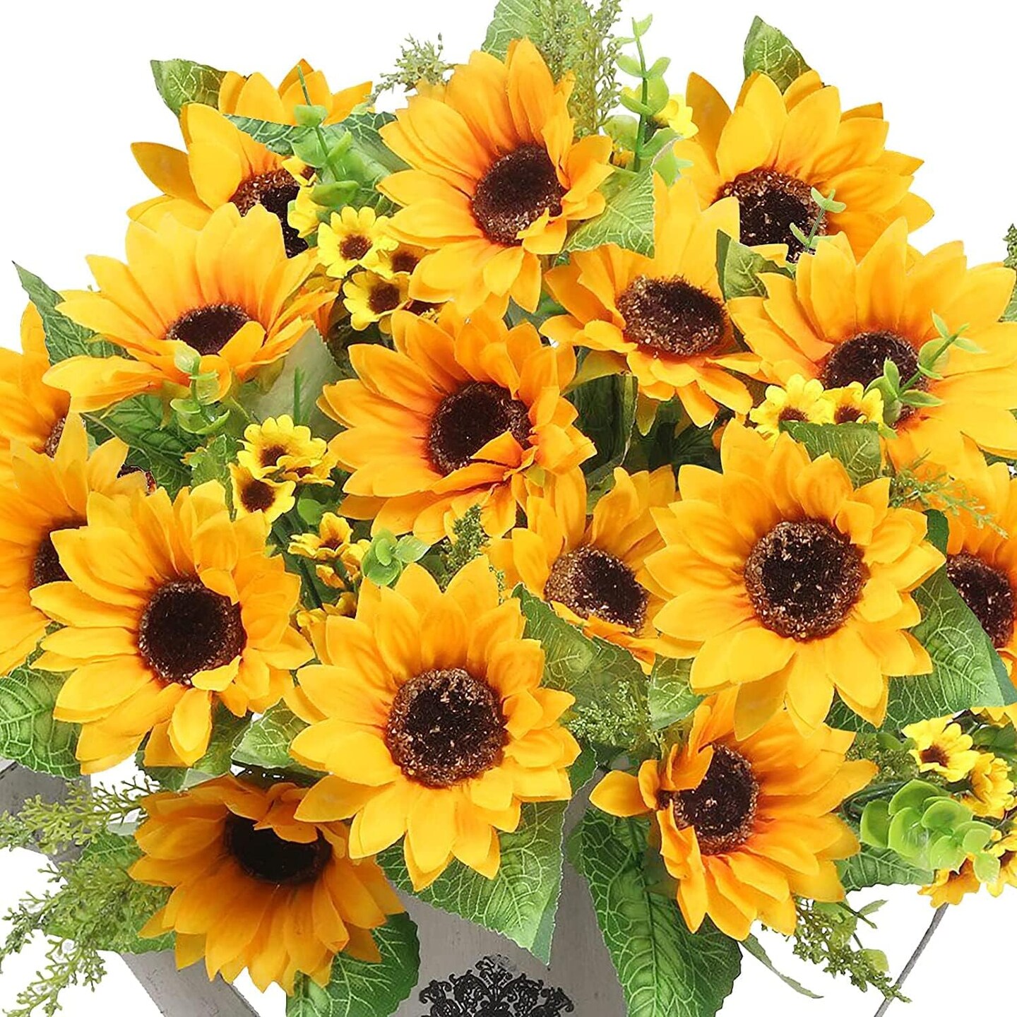 Artificial Sunflower Bouquets, 2 Bunches Fake Wildflowers for Baby Shower, Home, Wedding, Spring Decor, Bride Holding Flowers, DIY Garden Craft Art Decor