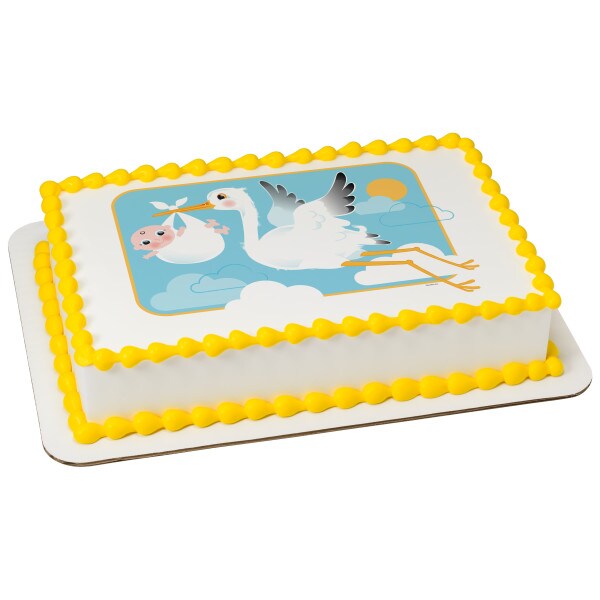 Stork and Baby Edible Image 1/4 sheet