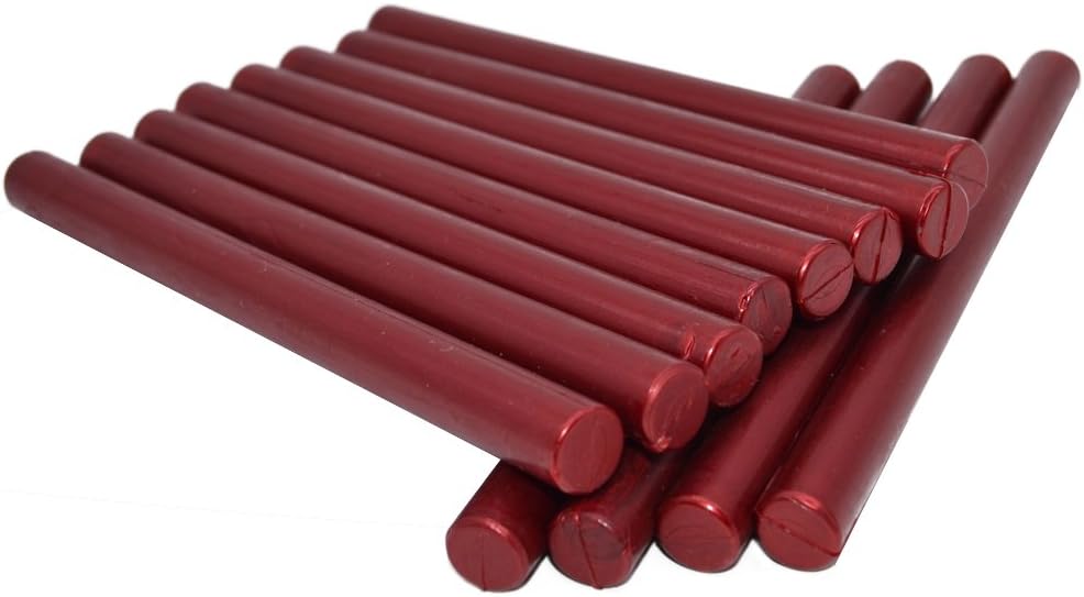 Sealing Wax Rod Sparkles Blood Red for Standard Size Glue Gun - Pack of 12