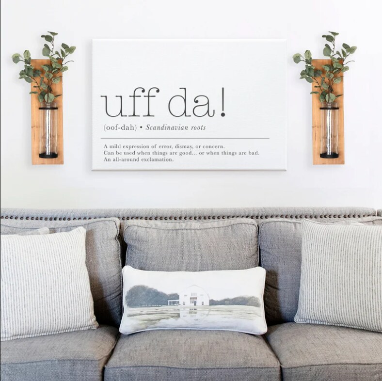 Uff Da Definition — Funny Midwestern Humor Wall Decor, Farmhouse Framed Canvas Signs, Dorm or Bedroom Wall Hangings product 2