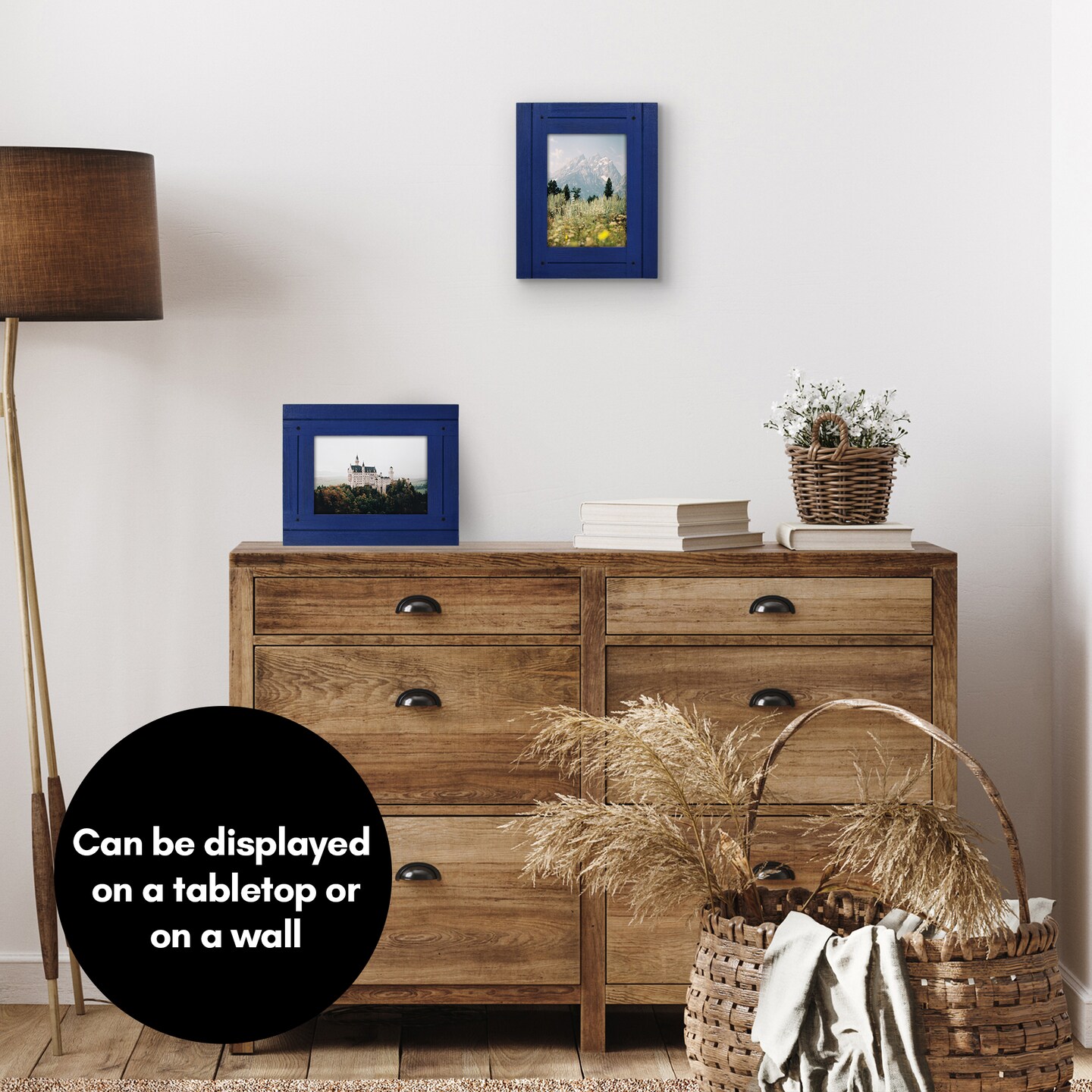 Americanflat Picture Frame - Rustic Picture Frame with Textured Engineered Wood, Shatter Resistant Glass and Easel Back - Horizontal and Vertical Display
