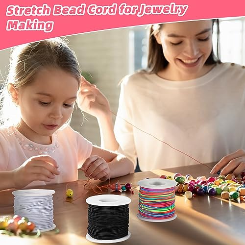 1mm Elastic String Stretchy String for Bracelet Making Rainbow Bracelet String Elastic Cord for Jewelry Making, Bracelets, Necklace, Beading and Crafts