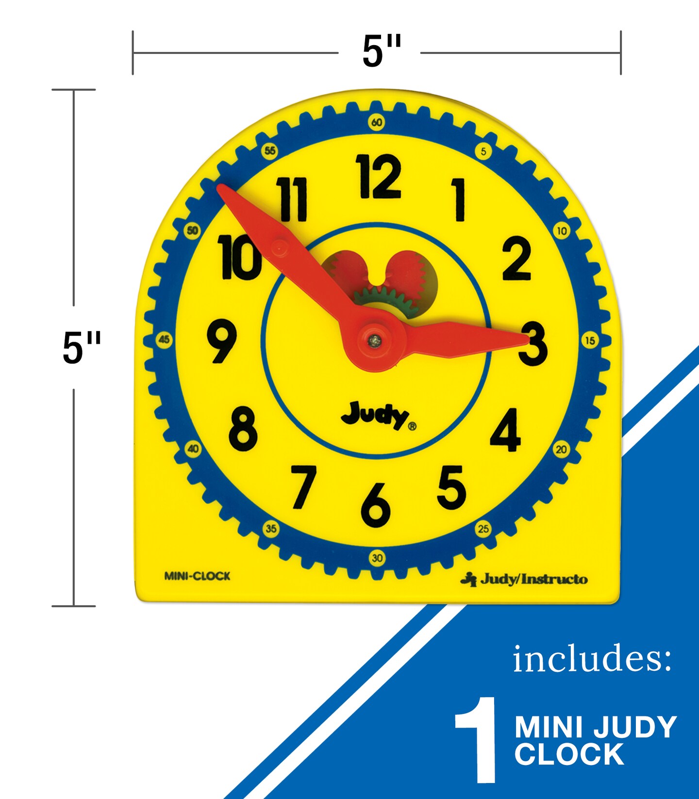 Carson Dellosa 5" x 5" Mini Clock and My Own Little Judy Clock Booklet With Telling Time Activities, Preschool Learning Activities for Kids Ages 4 and Up