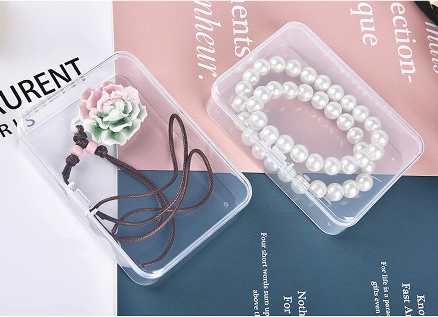 8-Pack Rectangular Plastic Storage Containers Box with Hinged Lid for Beads and Crafts, 4.5 x 3.3 x 1.1 inch / 115 x 85 x 28 mm (Translucent)