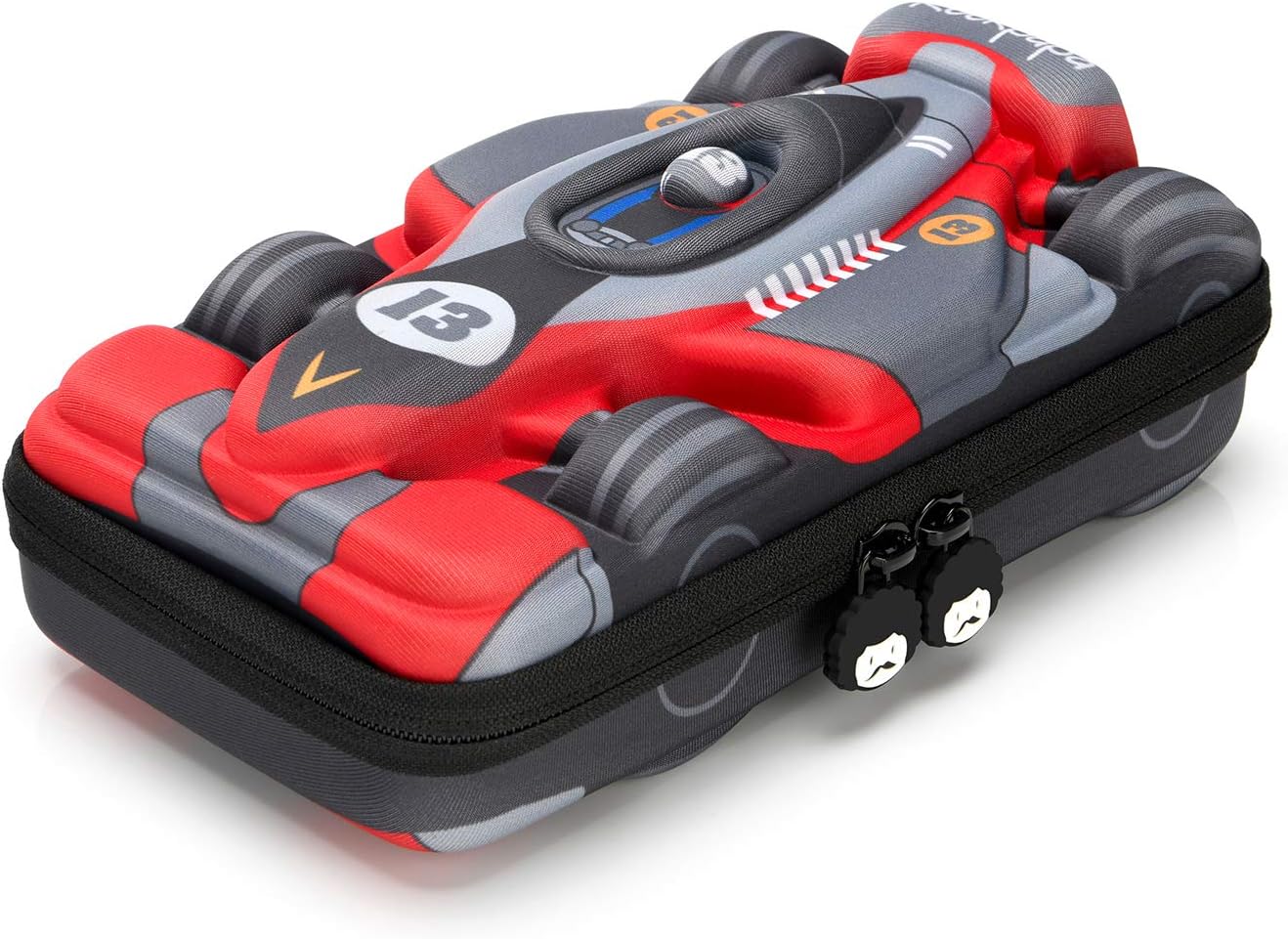 Large-Capacity Race Car Pencil Case, Pencil Box, Storage Box for School Students Boys Teens Kids Toddlers Grey Red