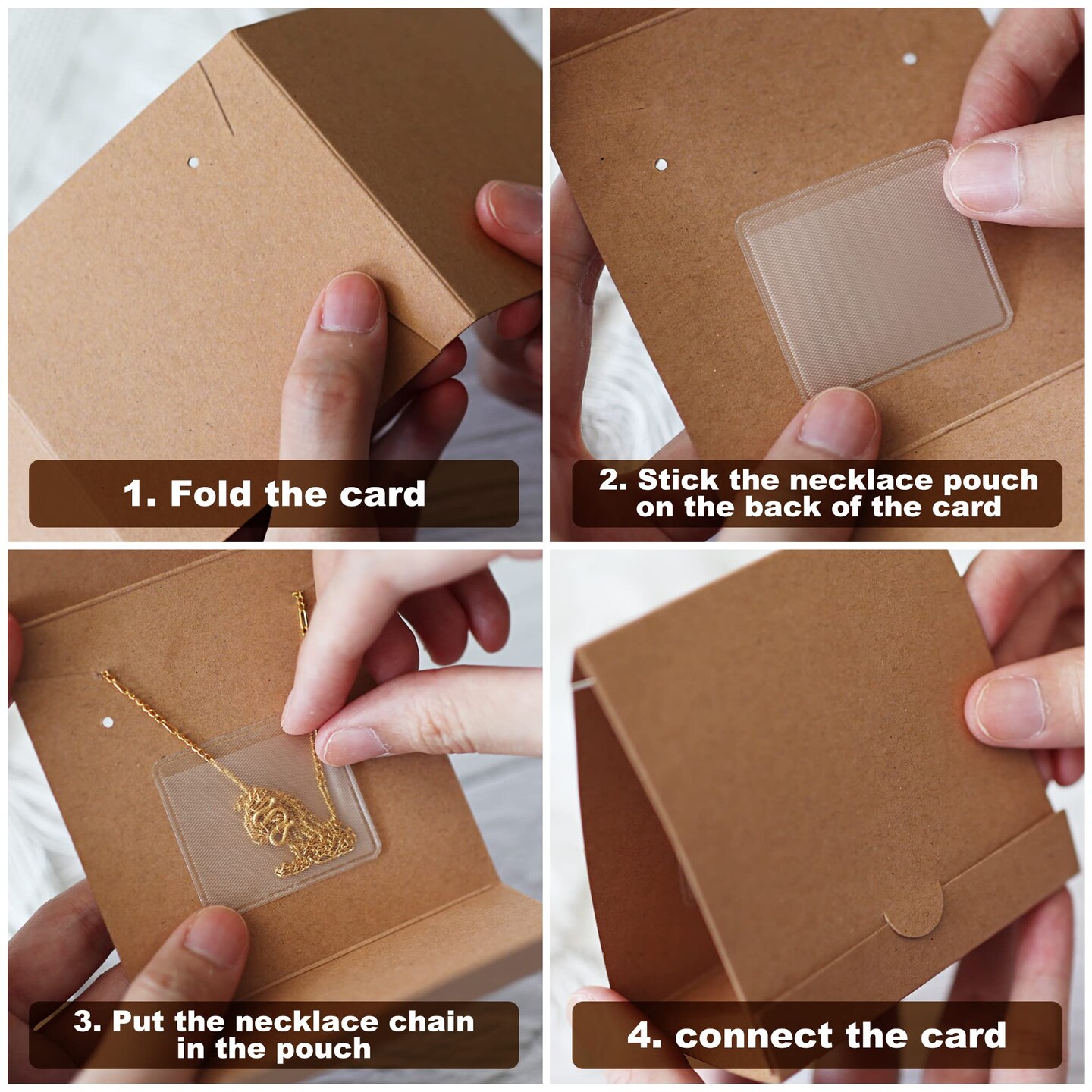 50 Pieces Standing Jewelry Cards with Necklace Pouch, Earring Holder Cards Earring Cards for Selling Necklace Earring Packaging for Small Business Jewelry Packaging Supplies