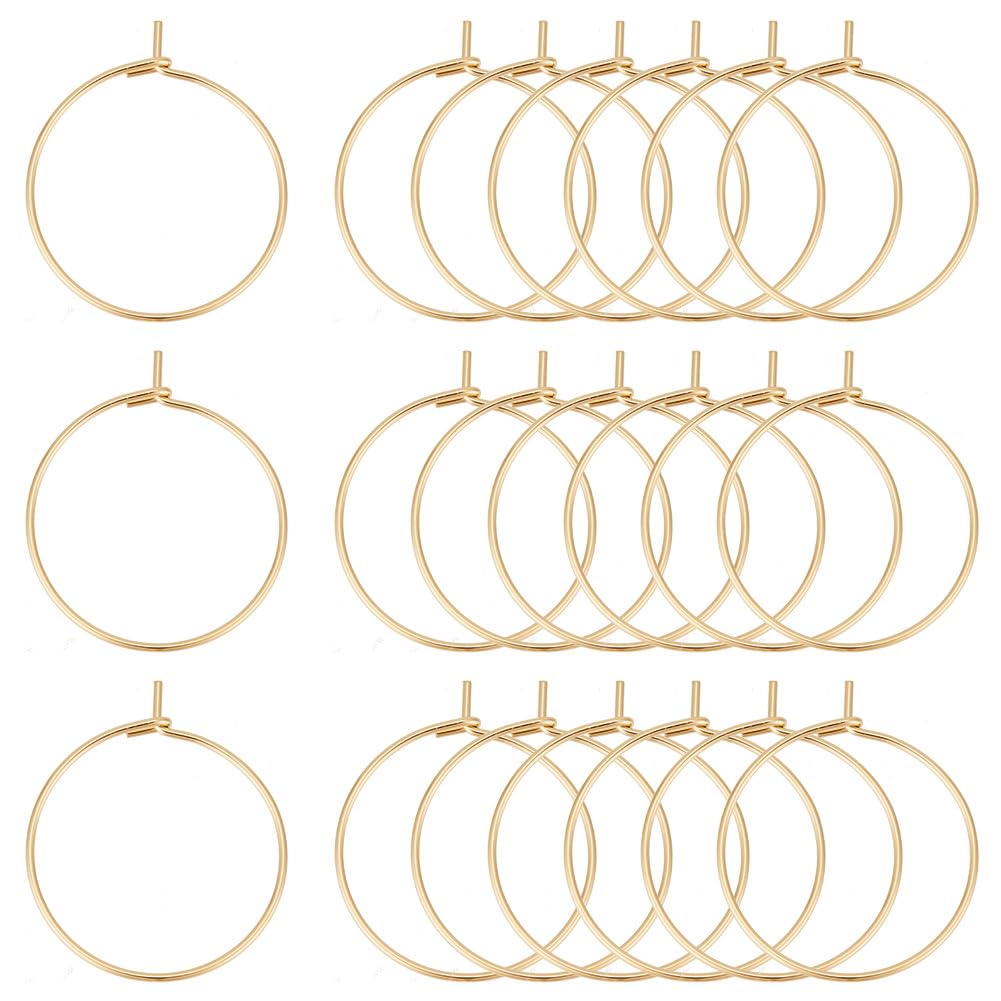 100 Pieces 20mm Hypoallergenic Stainless Steel Hoop Earring Golden Wine Glass Charm Rings 0.7mm Pin Earring Beading Hoop for Women Dangle Hoop Earrings Making