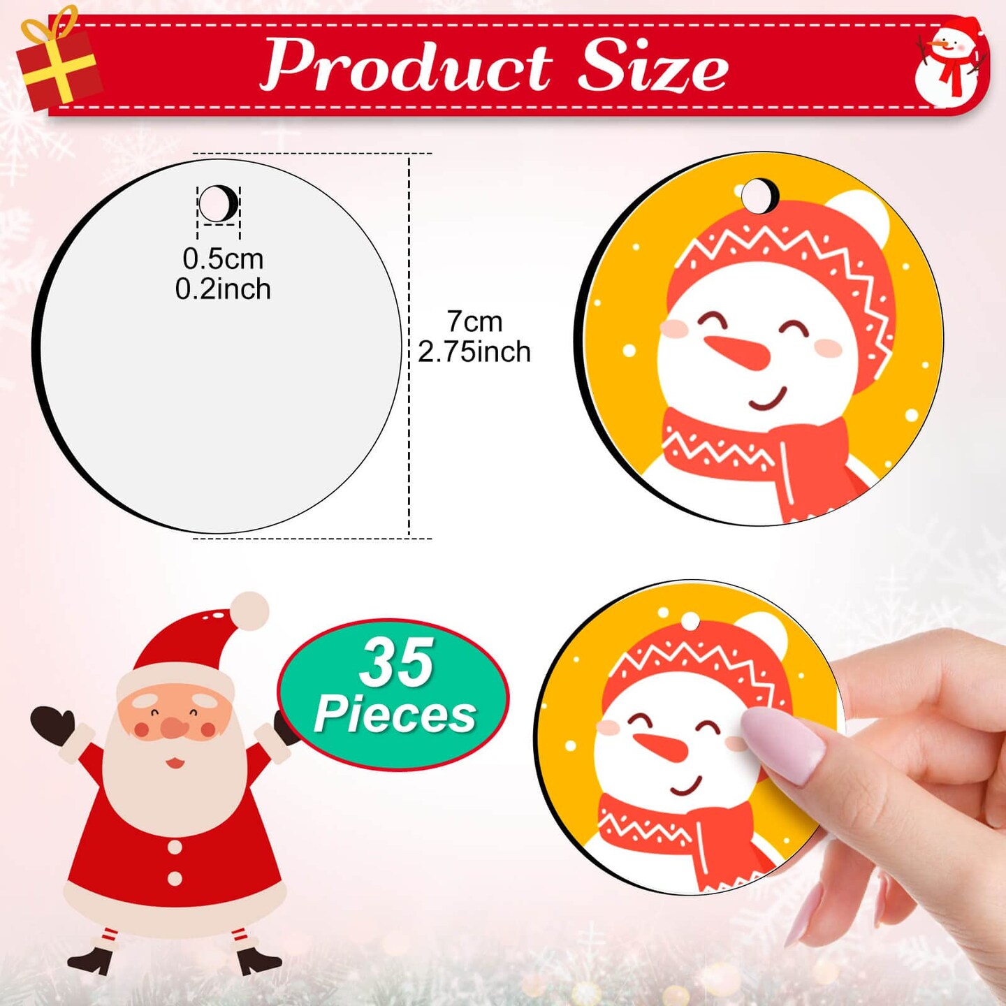 35 PCS Sublimation Ornament Blanks, Round Blank Sublimation Ornaments Sublimation Christmas Ornament Blanks for Christmas Tree D&#xE9;cor, DIY Handmade Crafts(2.76 inches)
