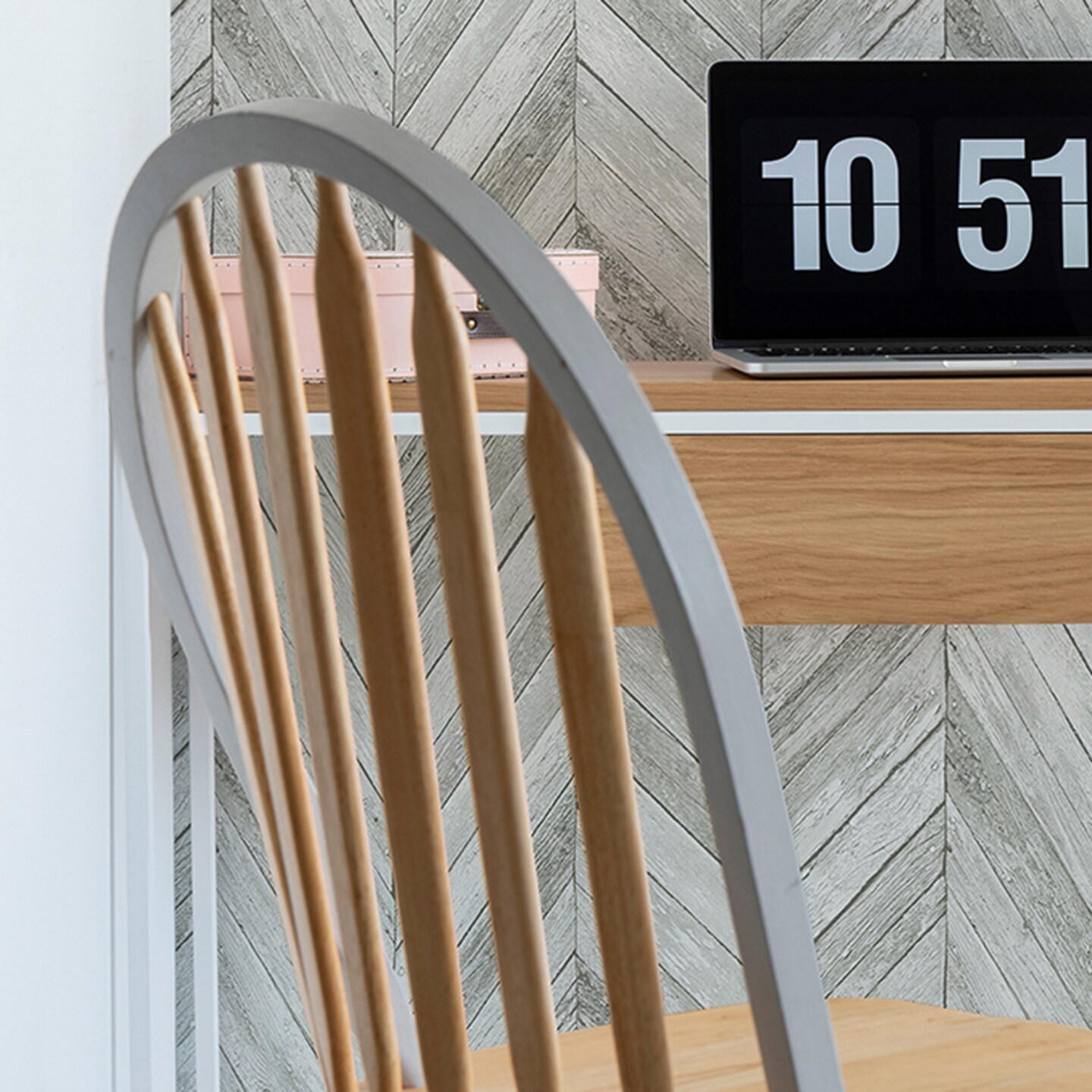 Transform Light Grey Herringbone Wood Peel and Stick Wallpaper
