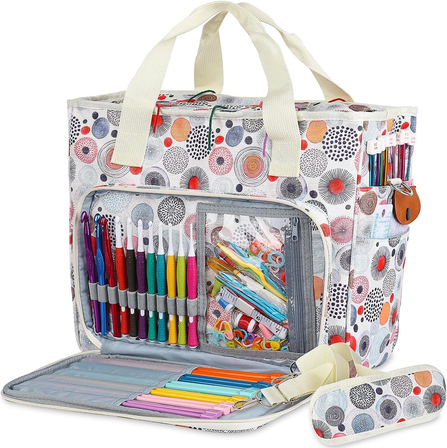 Knitting Bag Yarn Storage Organizer, Portable Knitting Tote Basket Yarn ...