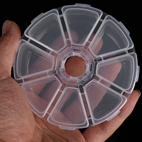 5 Pieces 8 Compartments Plastic Clear Round Craft Gem Beads Display Storage Case Box Organizer Container Divider Jewelry Box Sewing Box