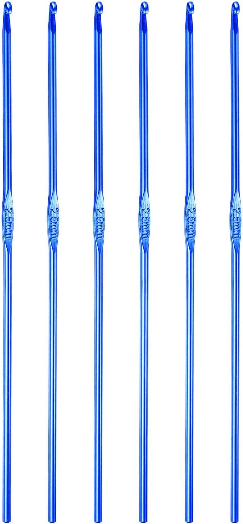 Aluminum Crochet Hook 5Mm US Size H (Size 8) Knitting Needles for DIY Craft Yarn Blue 6Pcs