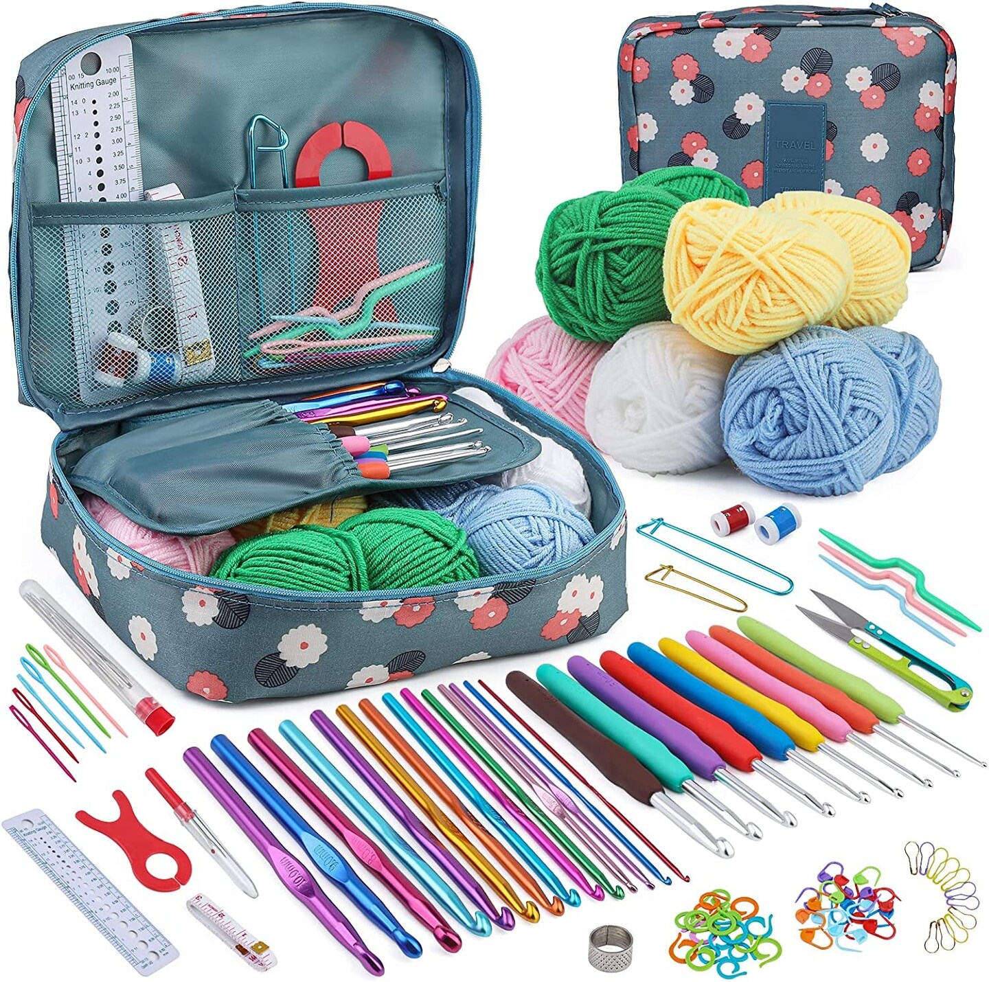 Crochet Kit for Beginners Adults, 107Pcs Beginner Knitting Kit with ...