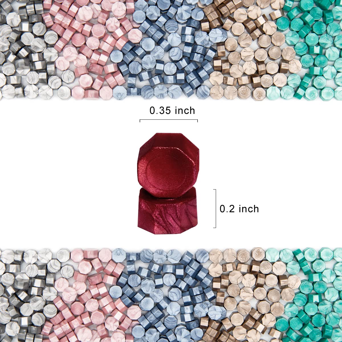 200pcs Burgundy Wax Seal Beads Octagon Sealing Wax Beads Wine Red for Wedding Invitations Wax Seal Stamp Xmas Gift Wrapping Card Envelope Seal