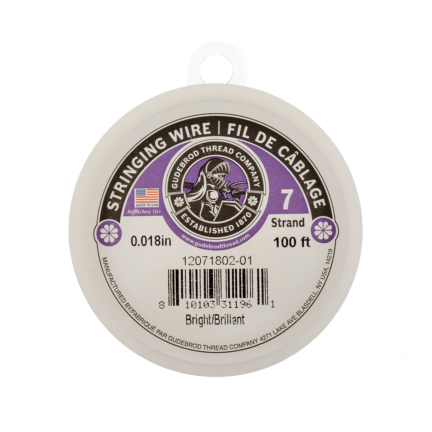 Gudebrod 0.018" 7-Strand Stainless Steel Jewelry Wire | Made in USA