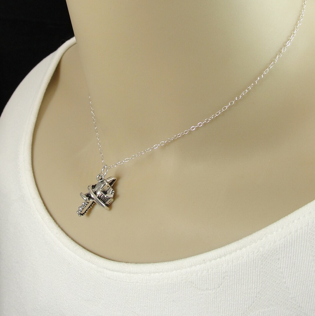 925 Sterling Silver Chainsaw Necklace Power Tool Charm Necklace Horror Movie Necklace Halloween Charm Necklace Saw Pendant Jewelry MakerPlace by Michaels