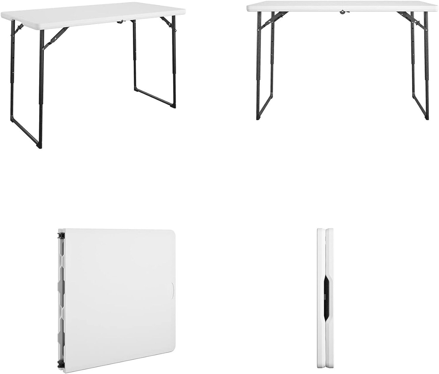 Centerfold Blow Mold Utility Table, Adjustable Height, 4ft, White