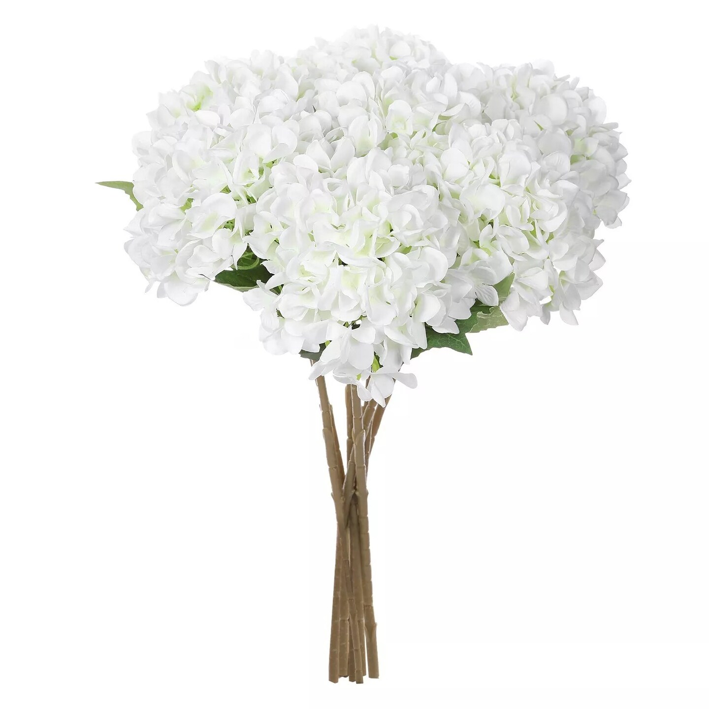 5 Pcs Artificial Silk Hydrangea Flowers 18&#x27;&#x27; White Bouquet