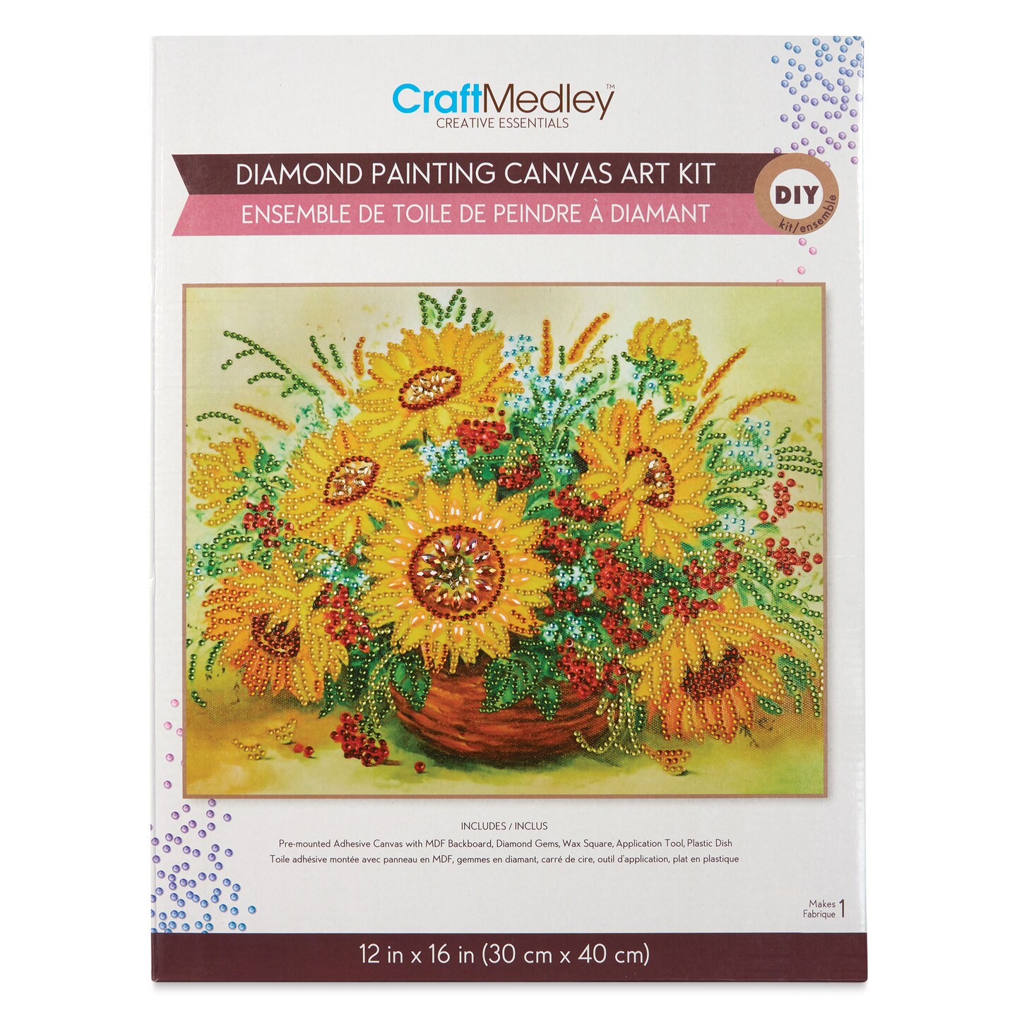 Craft Medley Diamond Painting Canvas Art Kit - Sunflower