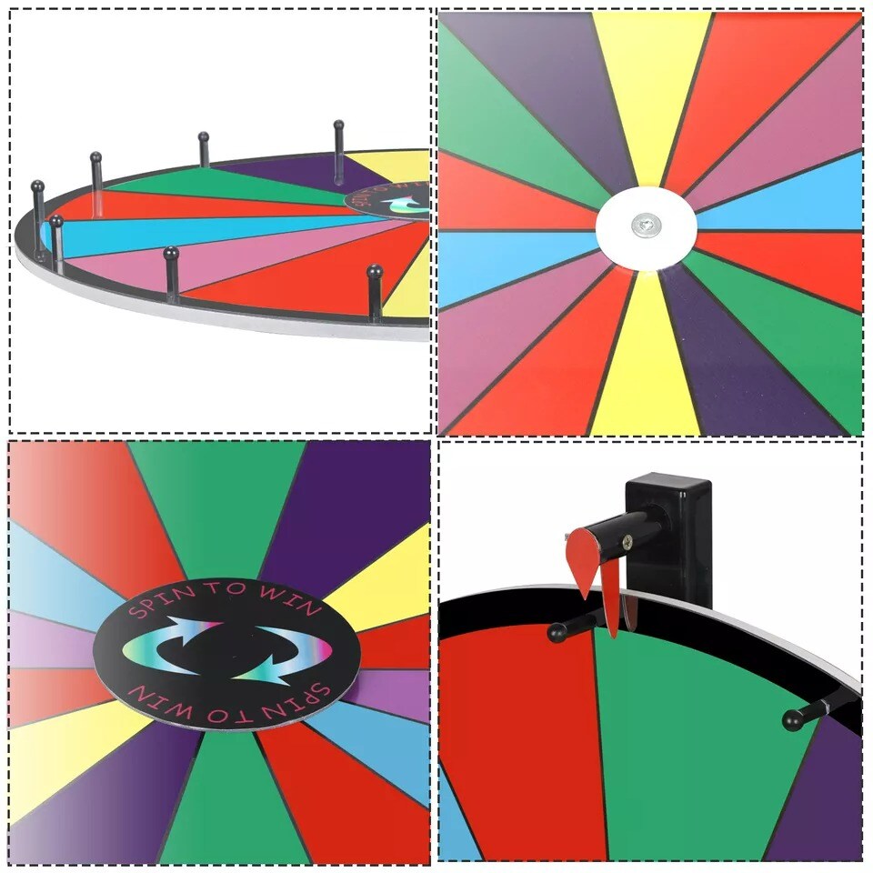 24" Tabletop Spinning Prize Wheel 14 Slots w/DryErasable Trade Show Carnival